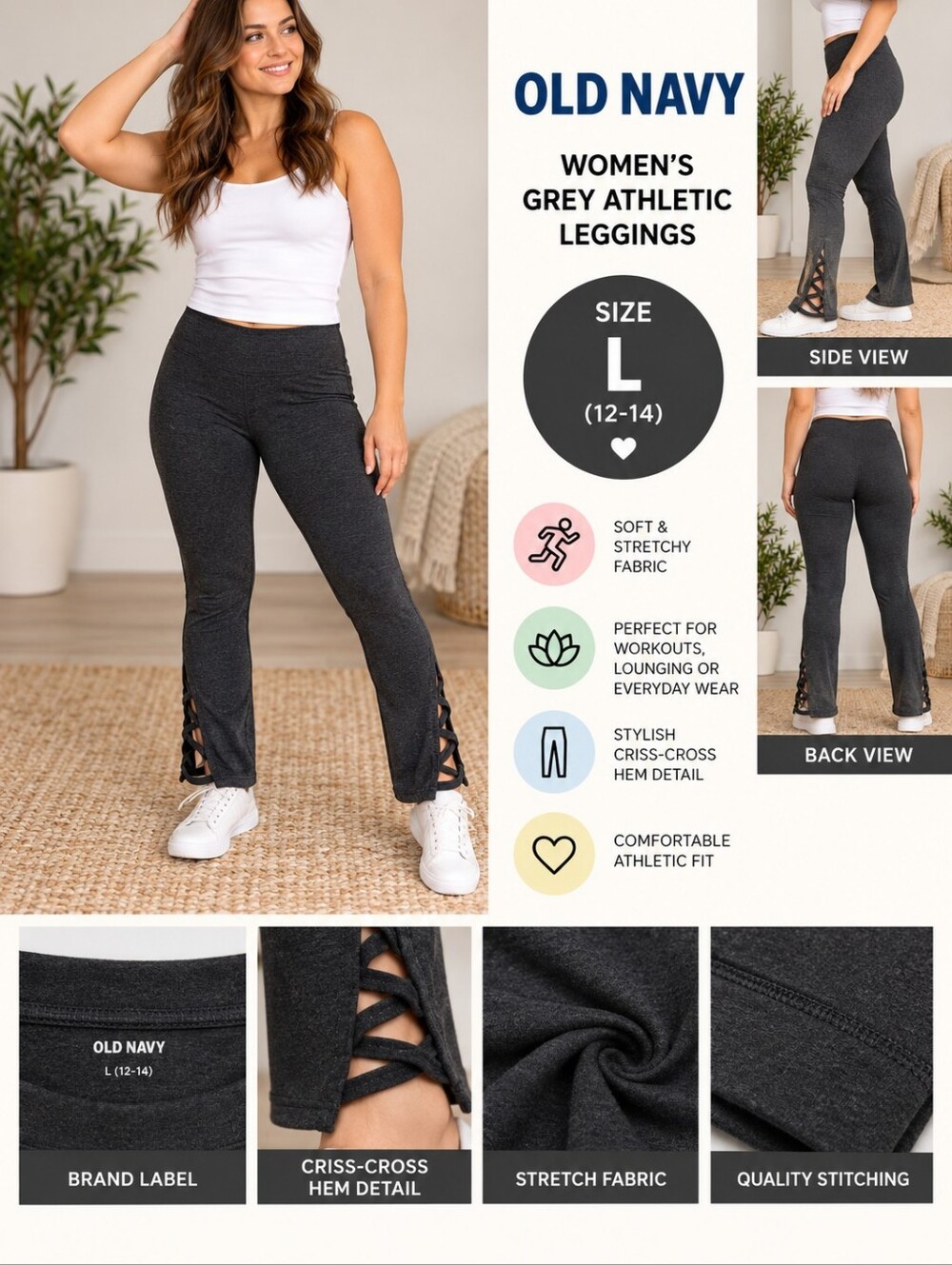 Old navy Women's large grey athletic leggings #36